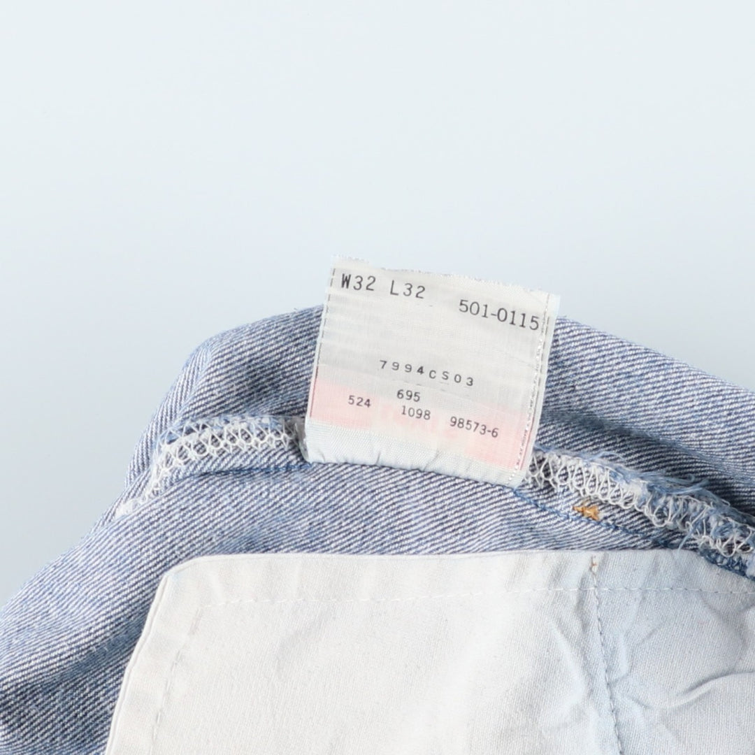 90'S Levi's 501-0115 Straight Denim Pants, Made in USA, Men's, W30, Vintage cotton blue type Vintage Second Hand