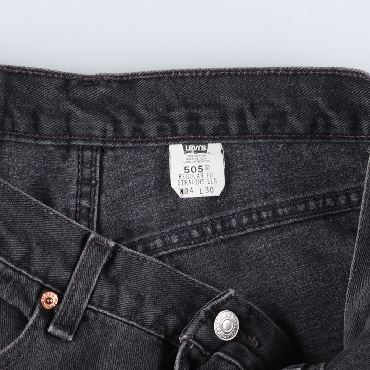 2000'S Levi's 00505-0260 Regular Fit Straight Leg Black Denim Tapered Denim Pants, Made in USA, Men's Size W32 cotton black type Vintage Second Hand
