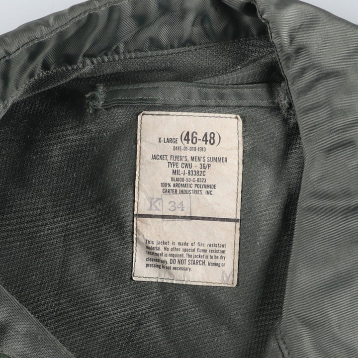 90's US military actual product CWU-36 Aromatic polyamide Khaki type Vintage Second Hand