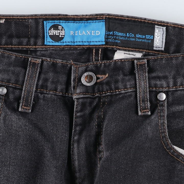 90'S Levi's Silver Tab Relaxed Fit Straight Leg Tapered Black Denim Pants, Made in USA, Men's Size W33 cotton black type Vintage Second Hand