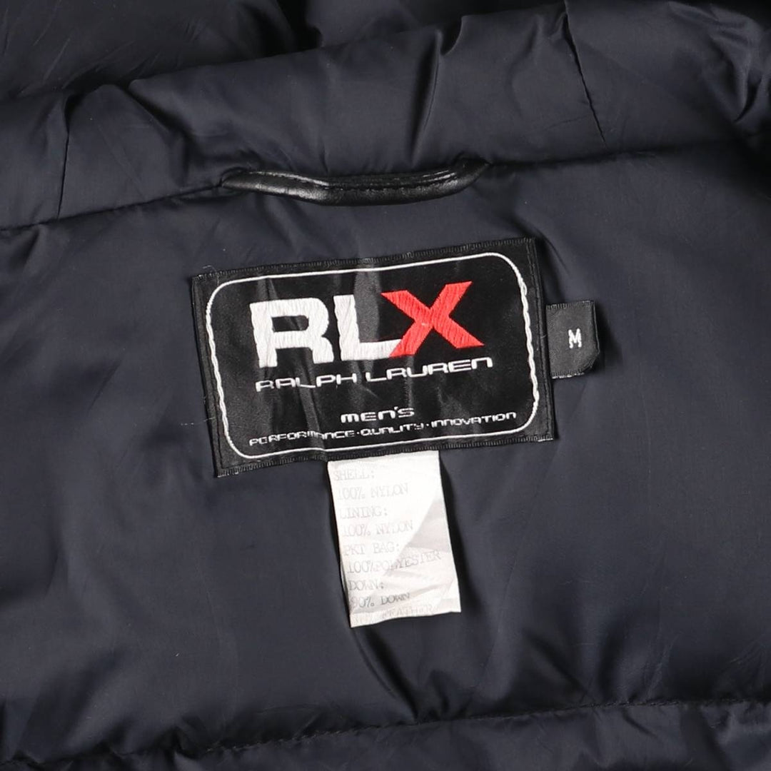 Ralph Lauren RLX hooded down coat, men's size M Nylon black type Vintage Second Hand