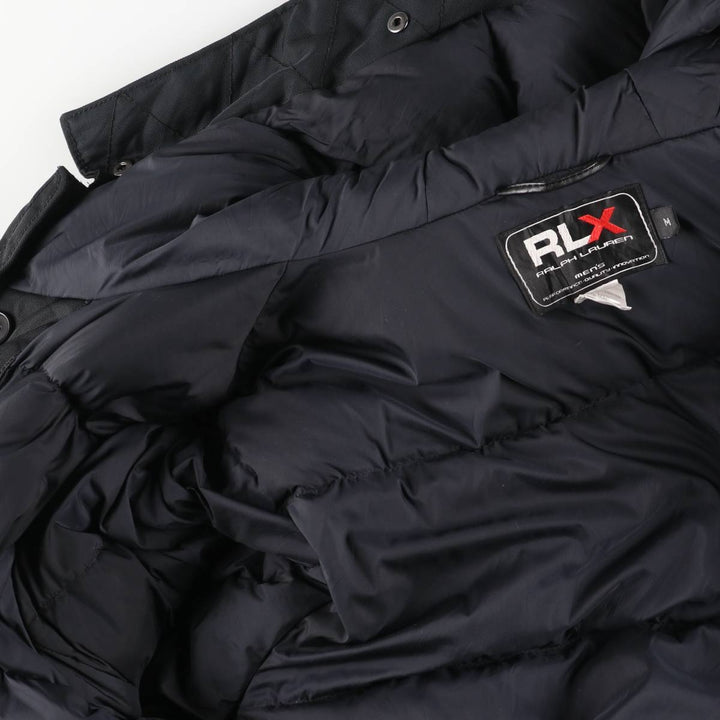 Ralph Lauren RLX hooded down coat, men's size M Nylon black type Vintage Second Hand