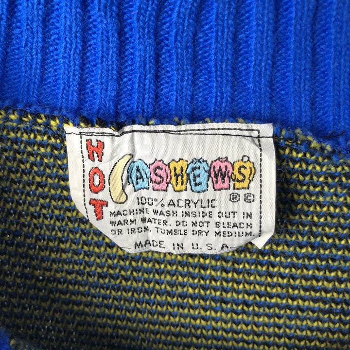 90'S HOT CASHEWS Simpsons Bart All-Over Print Acrylic Knit Sweater, Made in USA, Women's Size L, Vintage acrylic blue type Vintage Second Hand