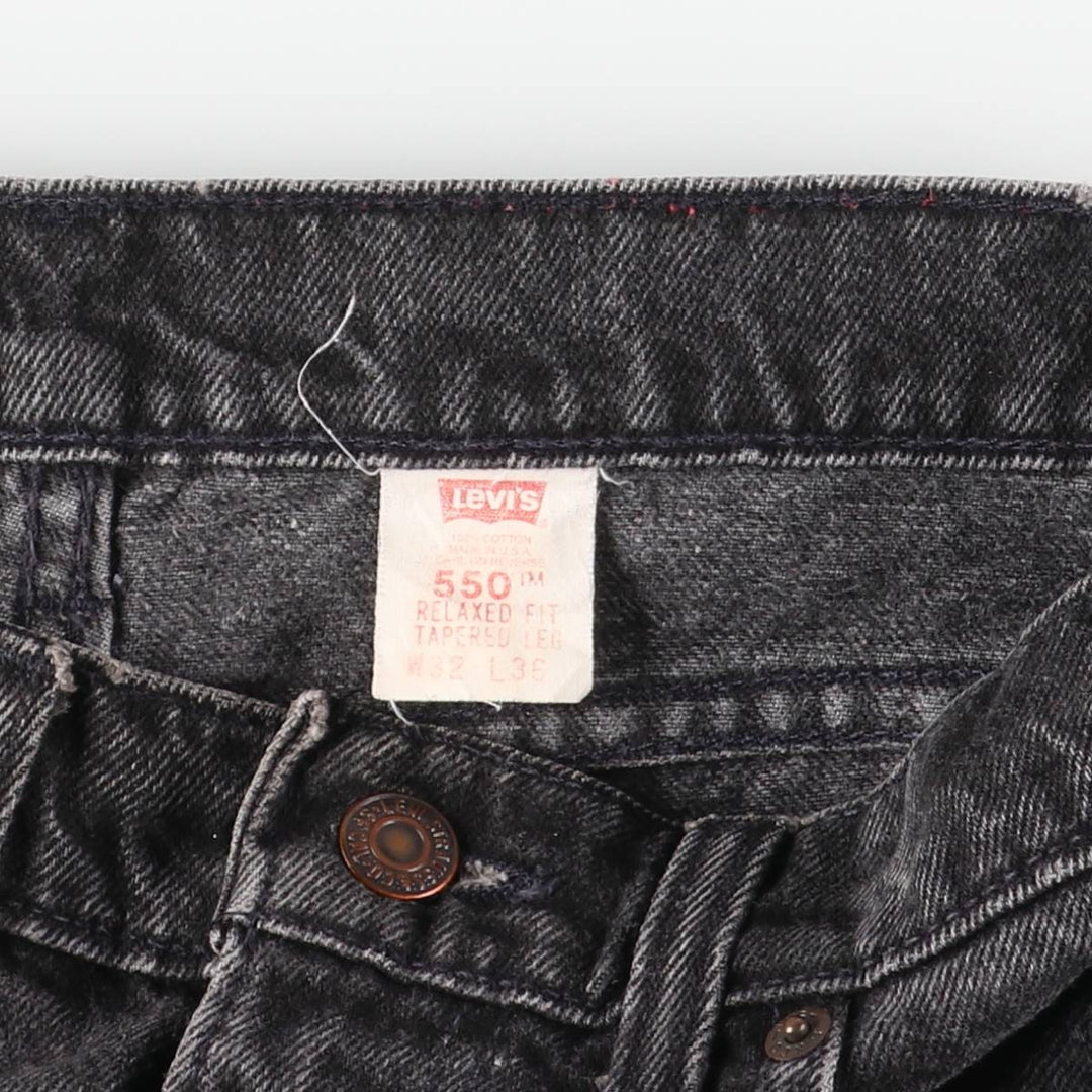 90'S Levi's 550-0260 Black Denim Tapered Denim Pants Made in USA Men's W30 Vintage cotton black type Vintage Second Hand