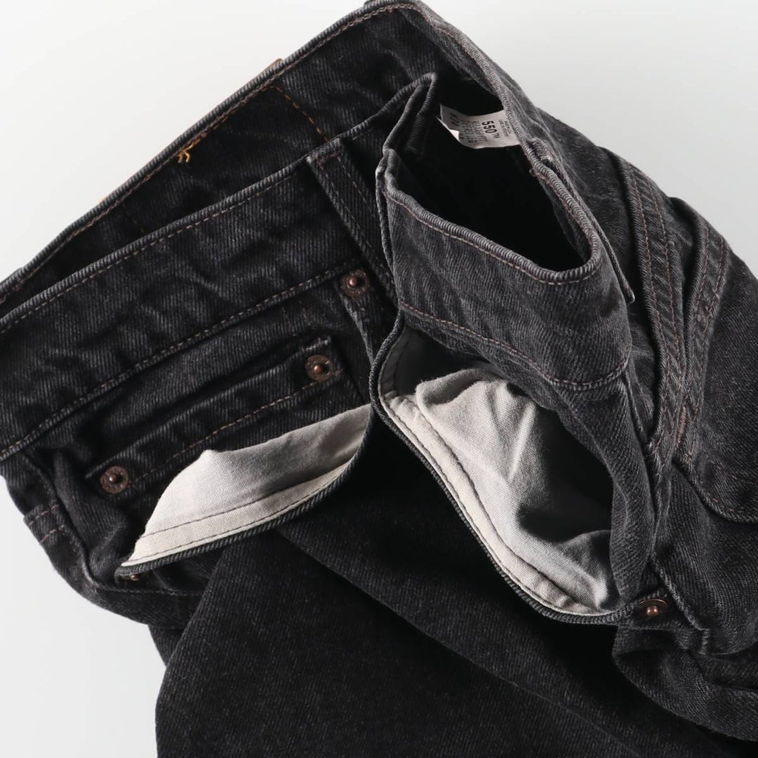 90'S Levi's 550 Relaxed Fit Tapered Leg Black Denim Pants, Men's Size 34 (Vintage) cotton black type Vintage Second Hand