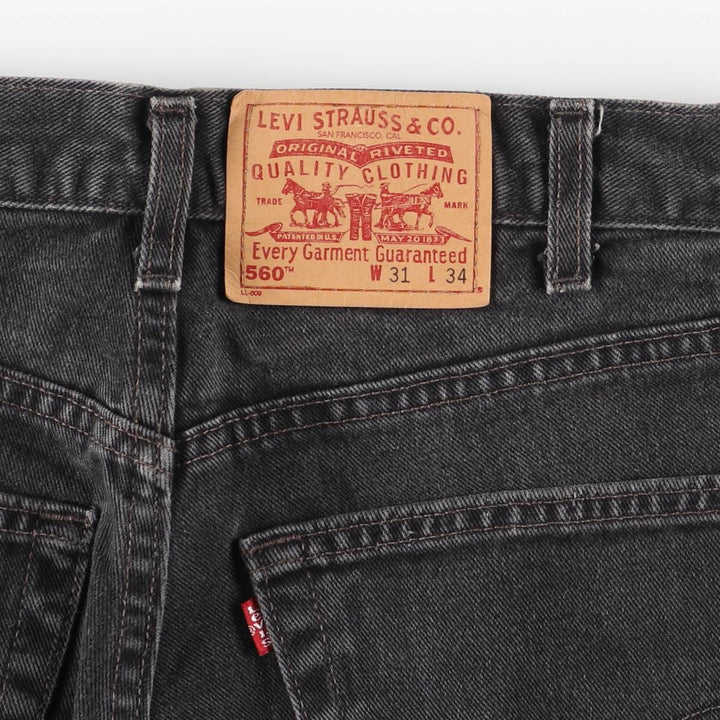 00'S Levi's 560 LOOSE FIT TAPERED LEG Black Denim Tapered Denim Pants Made in USA Men's W32 equivalent cotton black type Vintage Second Hand