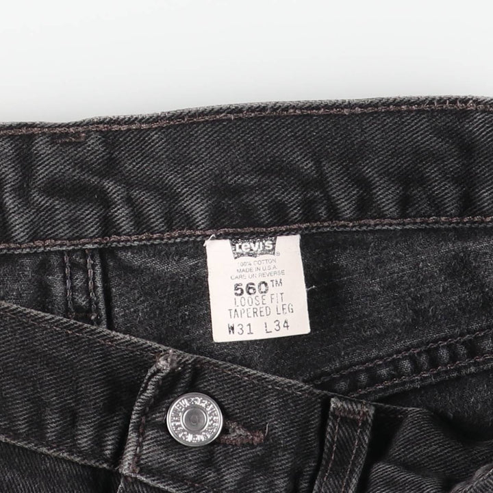 00'S Levi's 560 LOOSE FIT TAPERED LEG Black Denim Tapered Denim Pants Made in USA Men's W32 equivalent cotton black type Vintage Second Hand