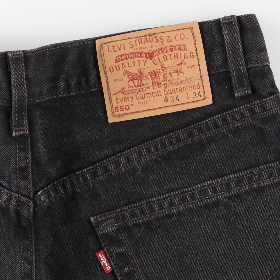 90'S Levi's 550-0260 Black Denim Tapered Denim Pants, Made in the USA, Men's Size W32, Vintage cotton black type Vintage Second Hand