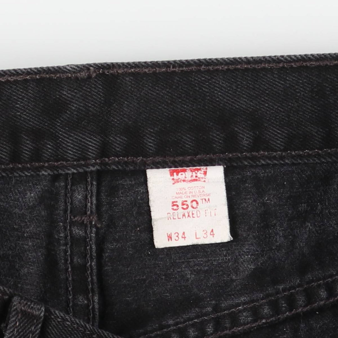 90'S Levi's 550-0260 Black Denim Tapered Denim Pants, Made in the USA, Men's Size W32, Vintage cotton black type Vintage Second Hand