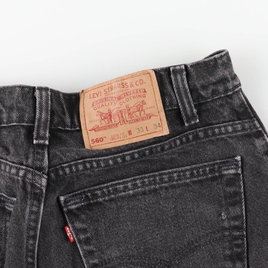 Levi's 560 Loose Fit Tapered Leg Black Denim Pants, Men's Size 32 unclear black type Vintage Second Hand