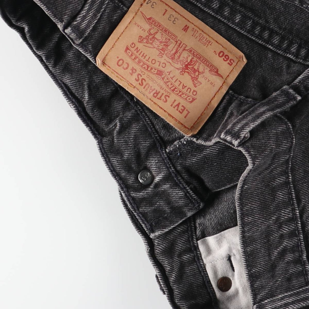Levi's 560 Loose Fit Tapered Leg Black Denim Pants, Men's Size 32 unclear black type Vintage Second Hand