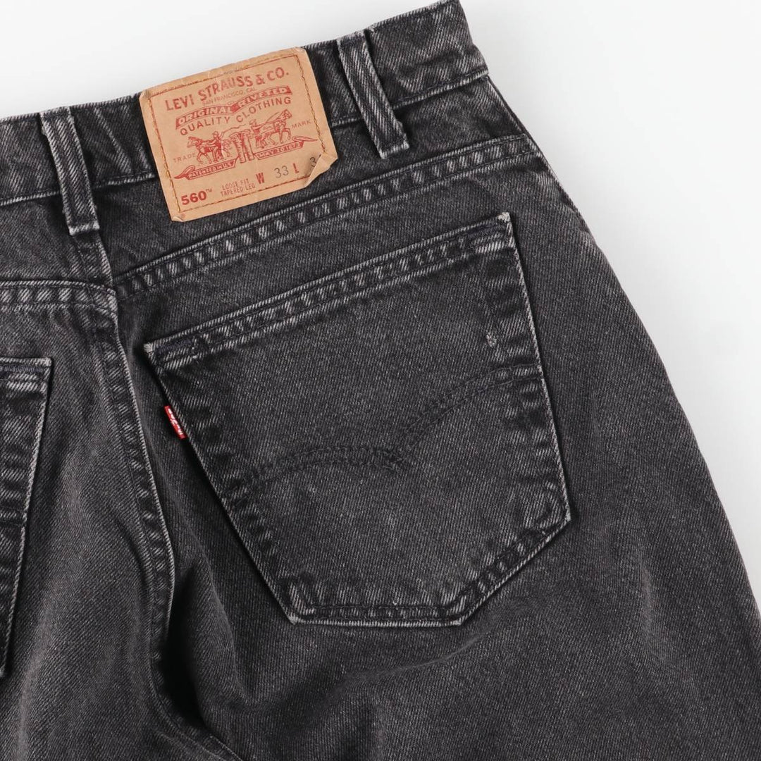Levi's 560 Loose Fit Tapered Leg Black Denim Pants, Men's Size 32 unclear black type Vintage Second Hand