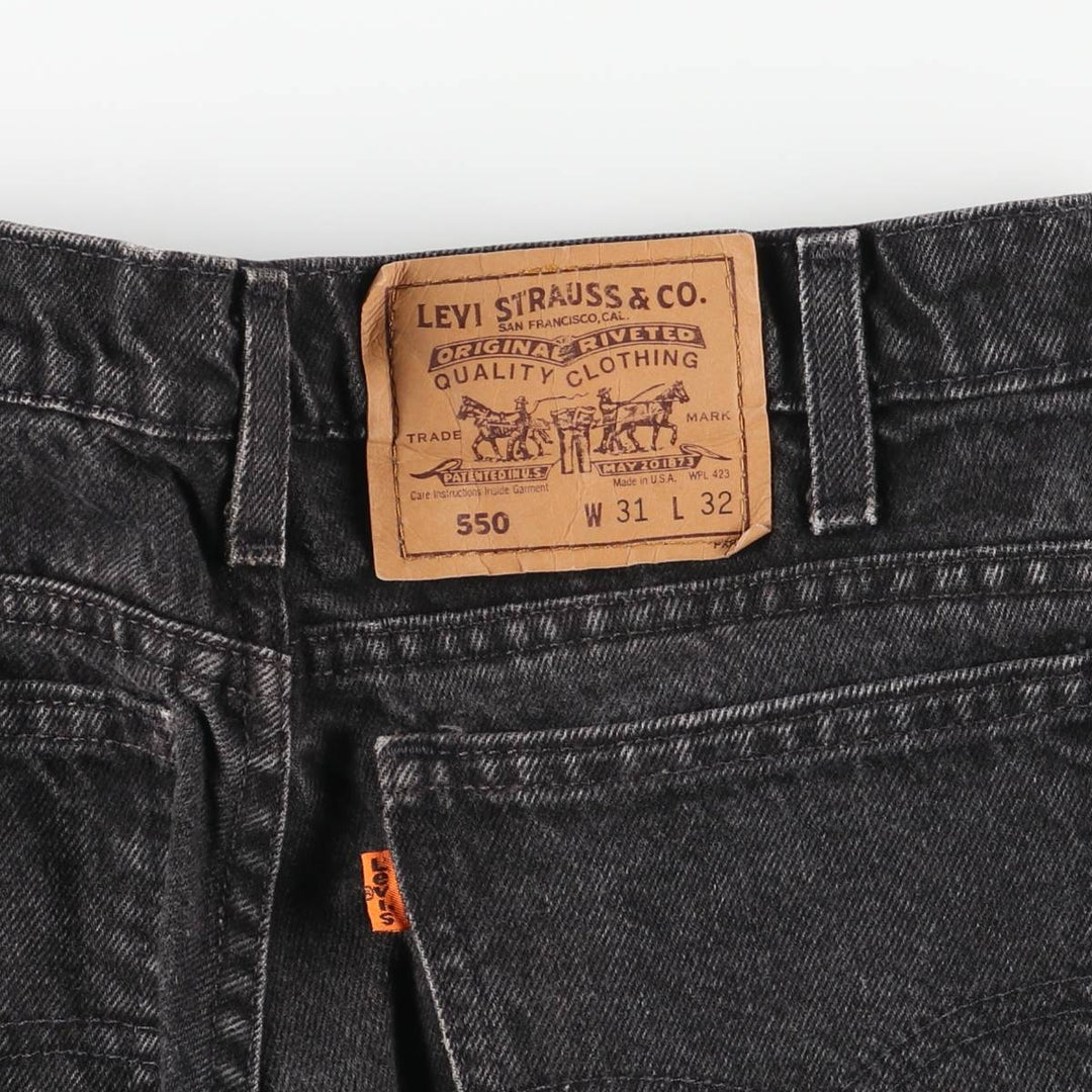 Levi's 550 Orange Tab Black Denim Tapered Denim Pants, Made in USA, Men's Size W30 unclear black type Vintage Second Hand