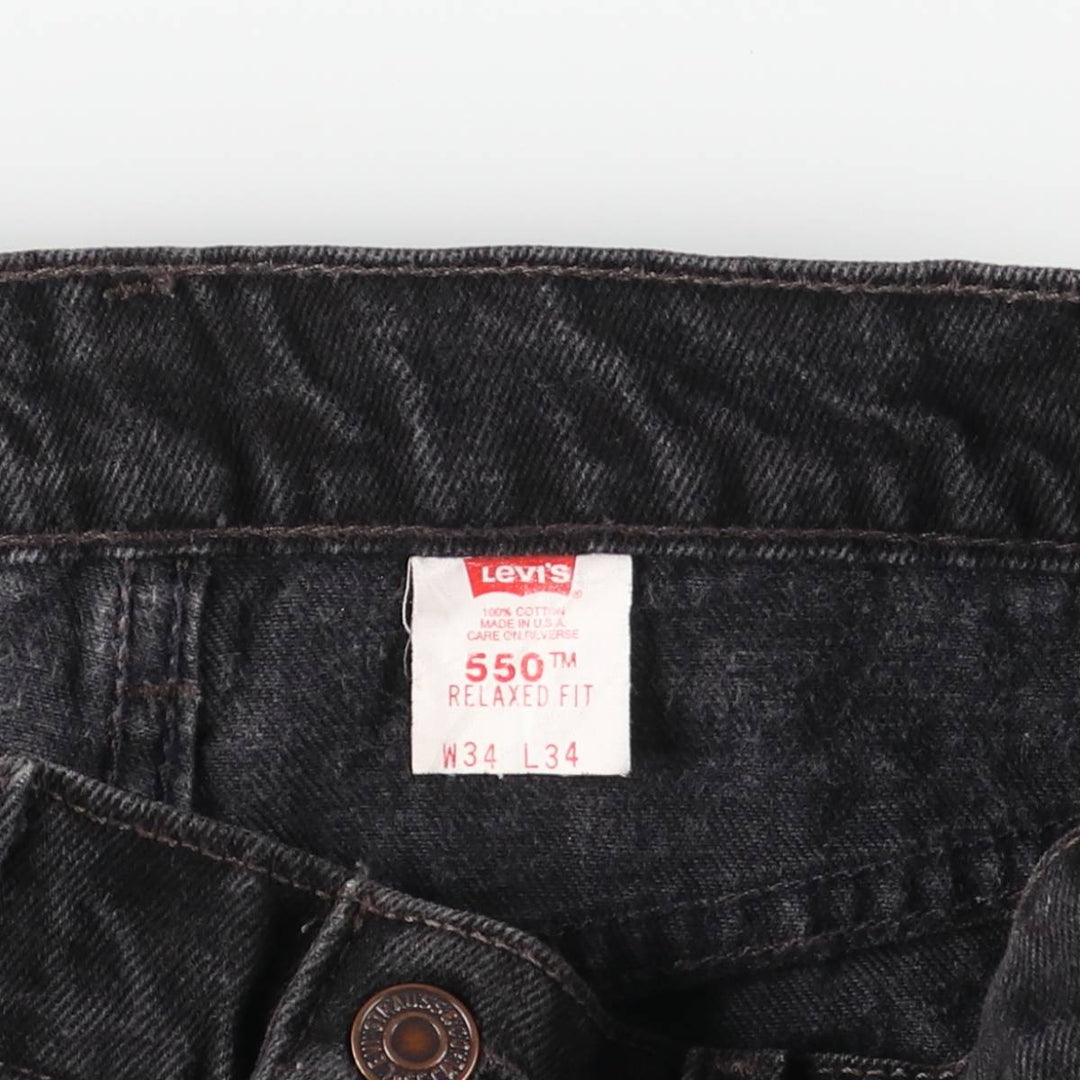 90'S Levi's 550-0260 Black Denim Tapered Denim Pants Made in USA Men's W33 Vintage cotton black type Vintage Second Hand