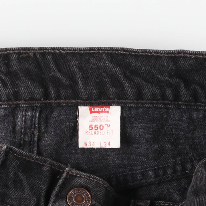 90'S Levi's 550-0260 Black Denim Tapered Denim Pants Made in USA Men's W33 Vintage cotton black type Vintage Second Hand