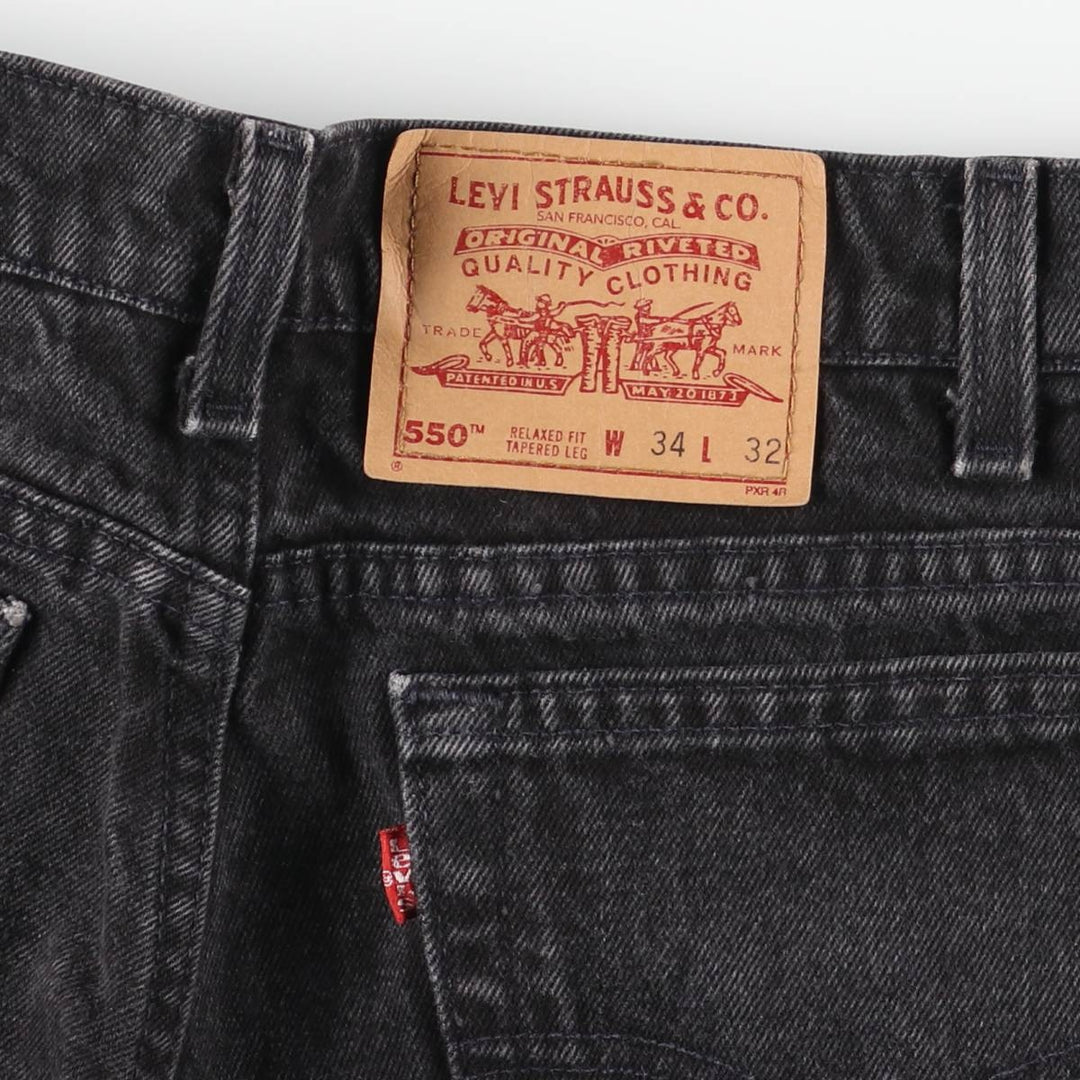 90'S Levi's 550-0260 Black Denim Tapered Denim Pants, Made in the USA, Men's Size W32, Vintage cotton black type Vintage Second Hand