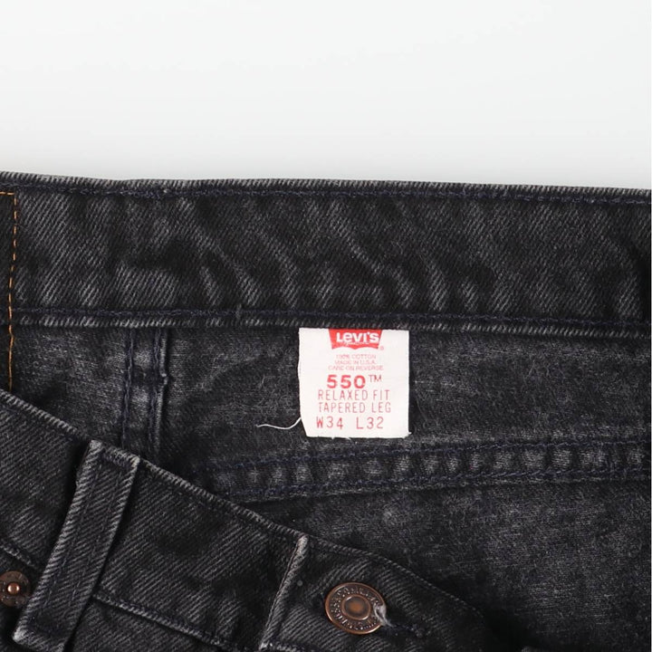 90'S Levi's 550-0260 Black Denim Tapered Denim Pants, Made in the USA, Men's Size W32, Vintage cotton black type Vintage Second Hand