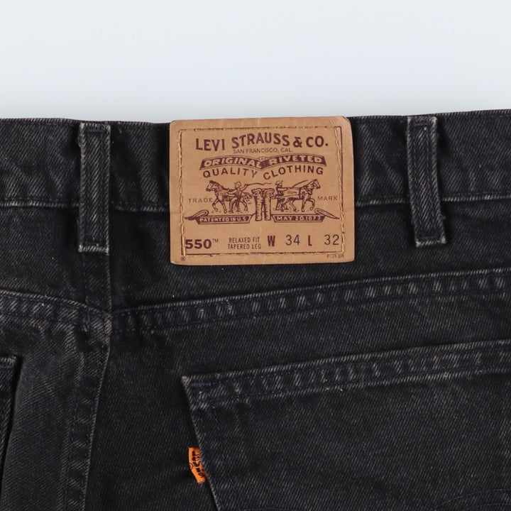 90'S Levi's 550-4159 Black Denim Tapered Denim Pants, Made in the USA, Men's Size 34, Vintage cotton black type Vintage Second Hand