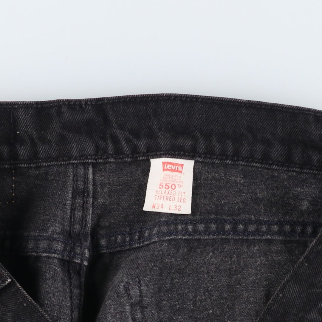 90'S Levi's 550-4159 Black Denim Tapered Denim Pants, Made in the USA, Men's Size 34, Vintage cotton black type Vintage Second Hand
