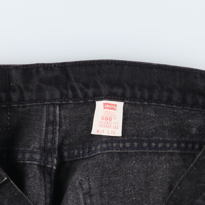 90'S Levi's 550-4159 Black Denim Tapered Denim Pants, Made in the USA, Men's Size 34, Vintage cotton black type Vintage Second Hand