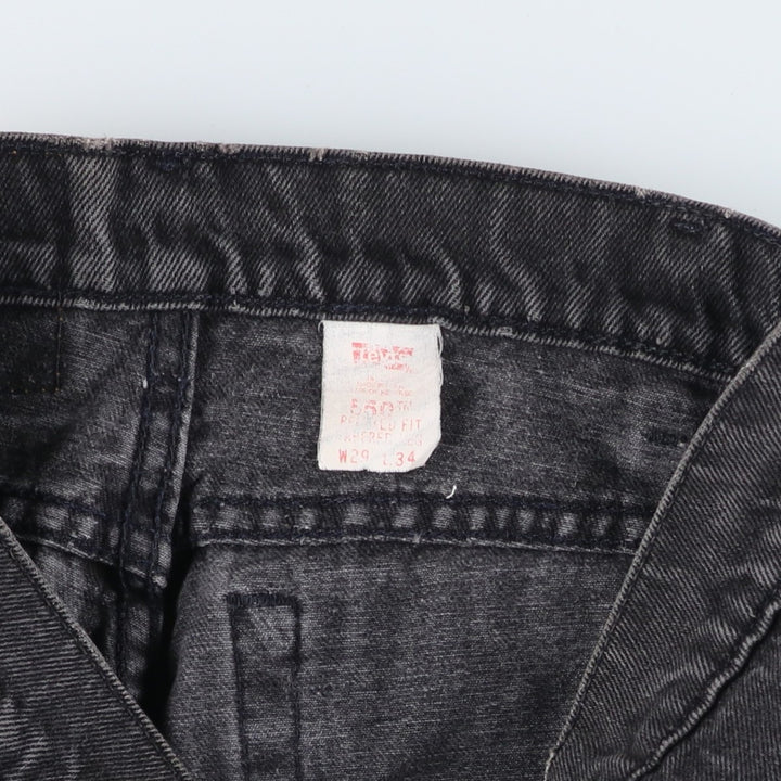 Levi's 550 Relaxed Fit Tapered Leg Black Denim Pants, Women's Size L (W28) unclear black type Vintage Second Hand