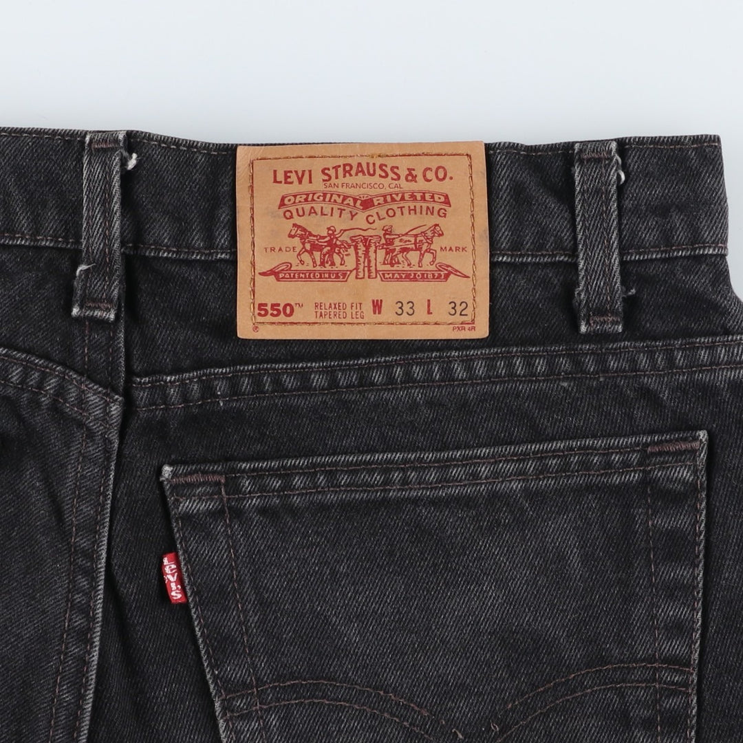 90'S Levi's 550-0260 Black Denim Tapered Denim Pants, Made in the USA, Men's Size W32, Vintage cotton black type Vintage Second Hand