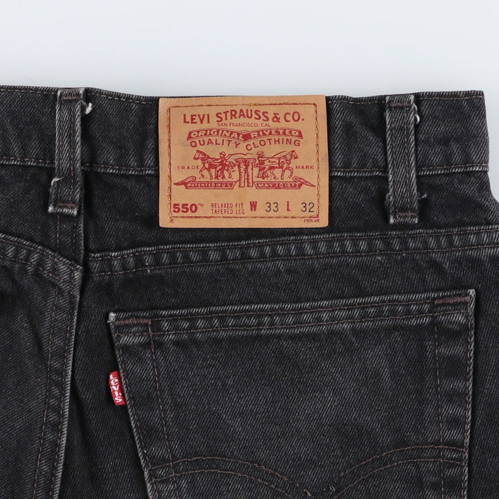 90'S Levi's 550-0260 Black Denim Tapered Denim Pants, Made in the USA, Men's Size W32, Vintage cotton black type Vintage Second Hand