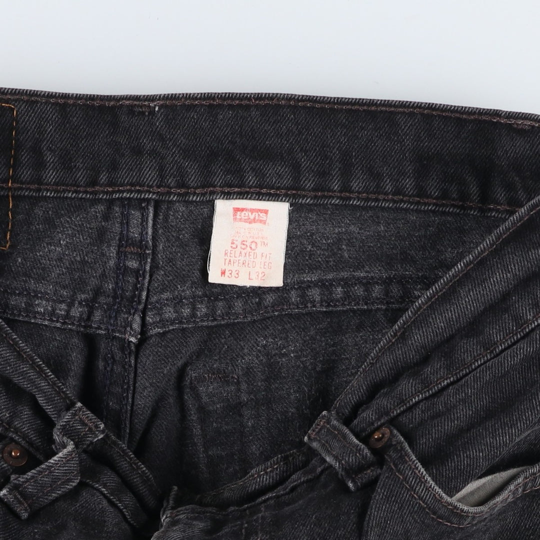90'S Levi's 550-0260 Black Denim Tapered Denim Pants, Made in the USA, Men's Size W32, Vintage cotton black type Vintage Second Hand