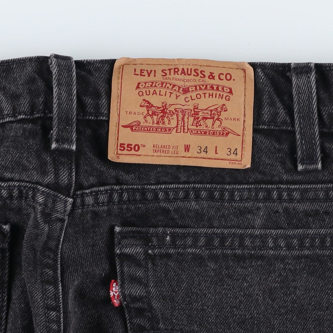 90'S Levi's 550-0260 Black Denim Tapered Denim Pants, Made in the USA, Men's Size 34, Vintage cotton black type Vintage Second Hand