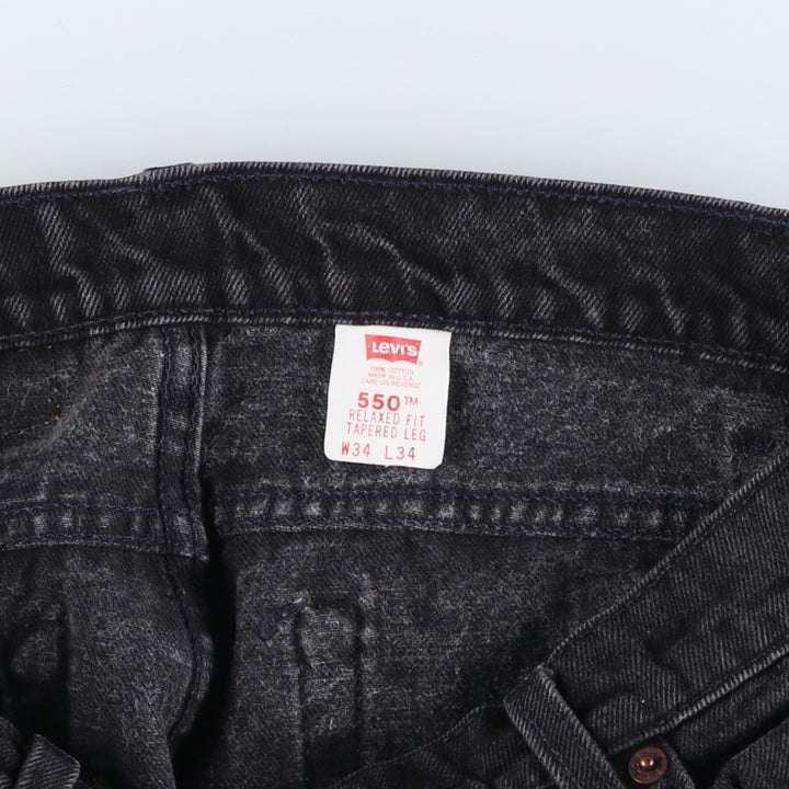 90'S Levi's 550-0260 Black Denim Tapered Denim Pants, Made in the USA, Men's Size 34, Vintage cotton black type Vintage Second Hand
