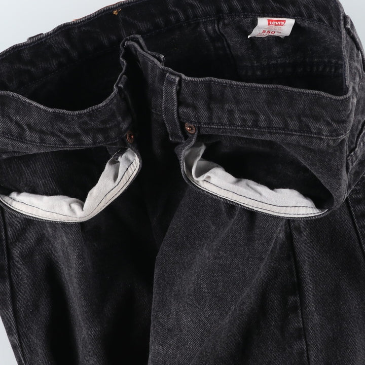 90'S Levi's 550-0260 Black Denim Tapered Denim Pants, Made in the USA, Men's Size 34, Vintage cotton black type Vintage Second Hand