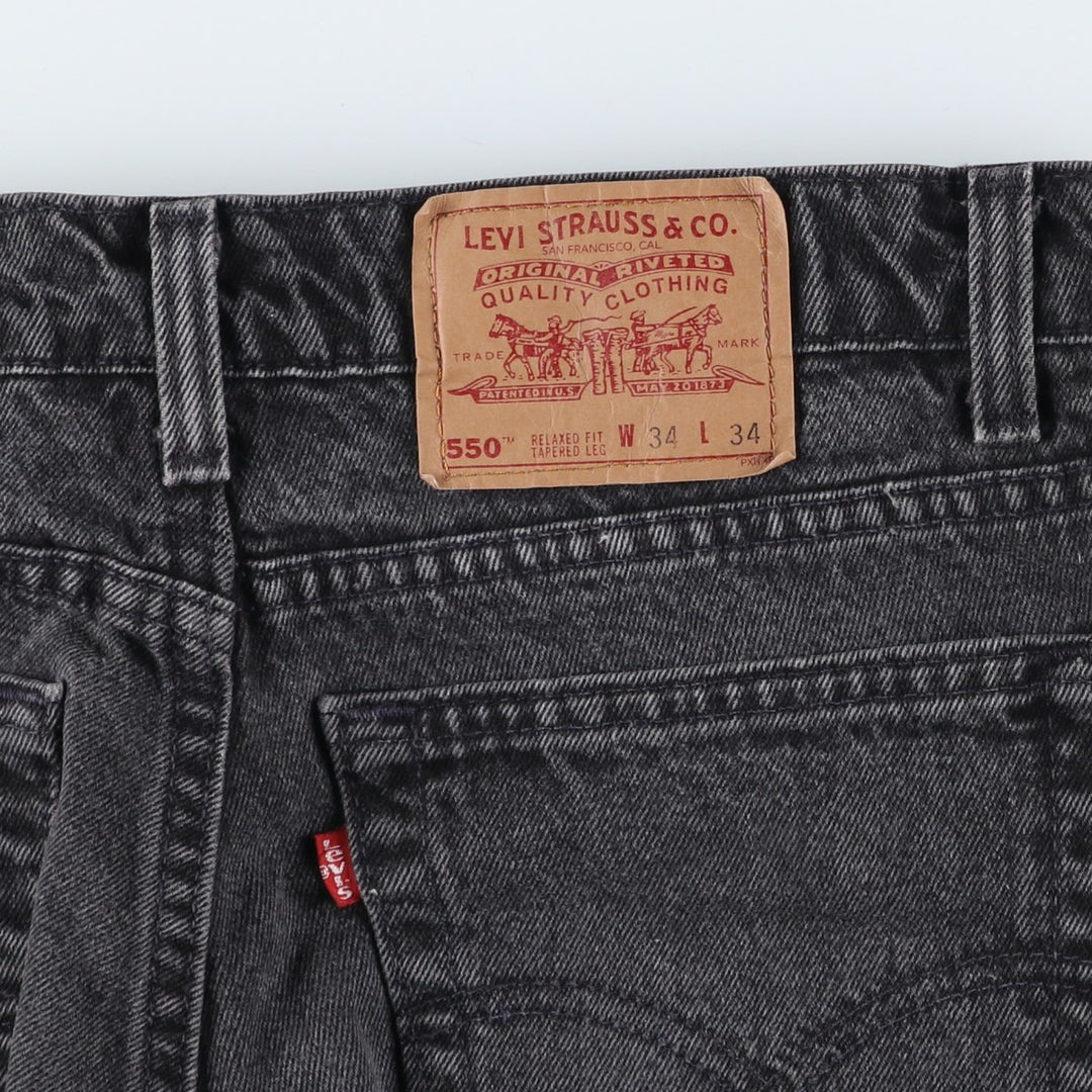 90'S Levi's 550-0260 Black Denim Tapered Denim Pants, Made in the USA, Men's Size W32, Vintage cotton black type Vintage Second Hand