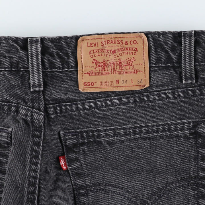 90'S Levi's 550-0260 Black Denim Tapered Denim Pants, Made in the USA, Men's Size W32, Vintage cotton black type Vintage Second Hand