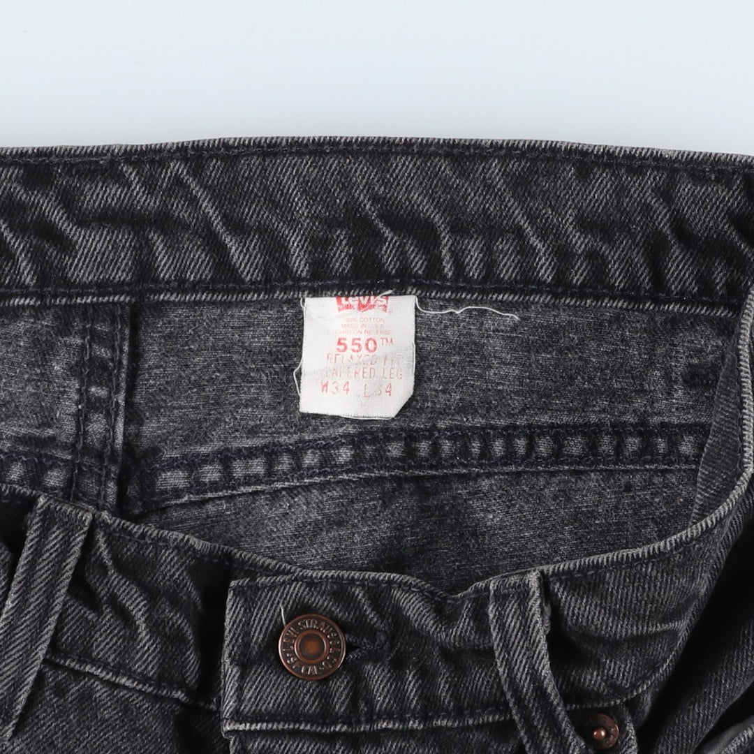 90'S Levi's 550-0260 Black Denim Tapered Denim Pants, Made in the USA, Men's Size W32, Vintage cotton black type Vintage Second Hand