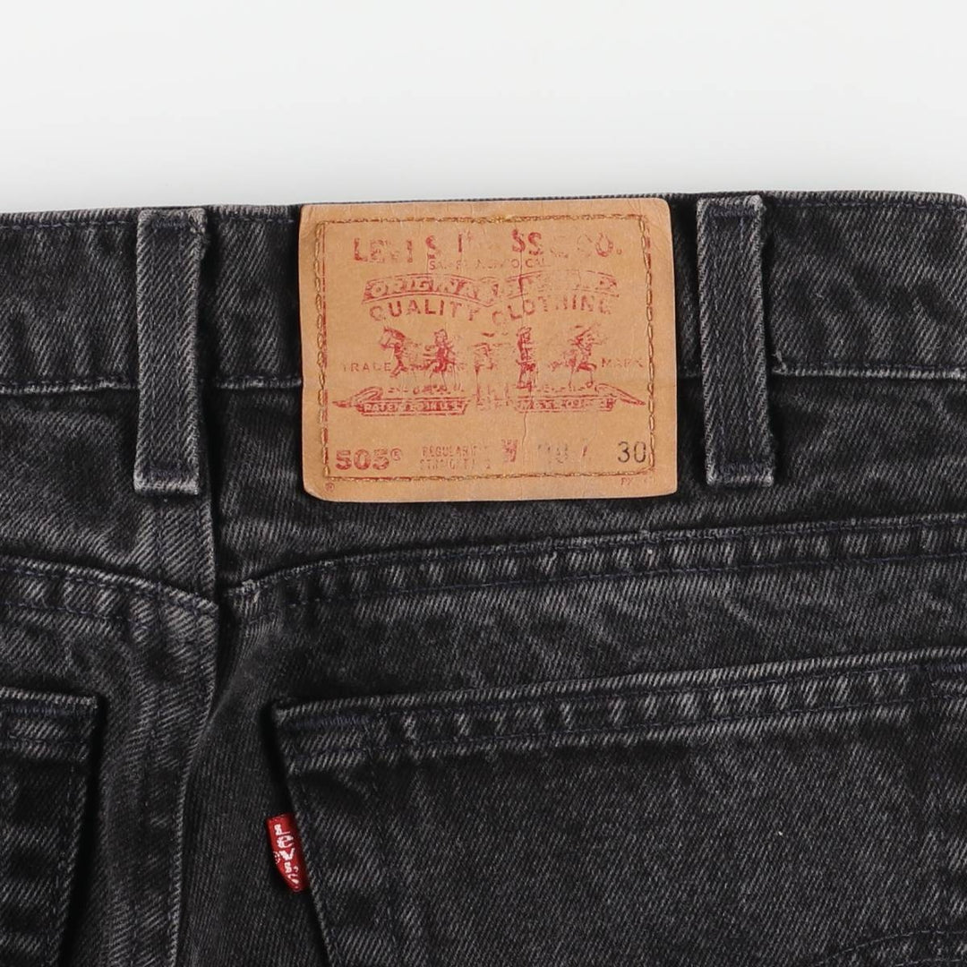 90'S Levi's 505-0260 Regular Fit Straight Leg Black Denim Tapered Denim Pants, Women's Size L (W28) cotton black type Vintage Second Hand