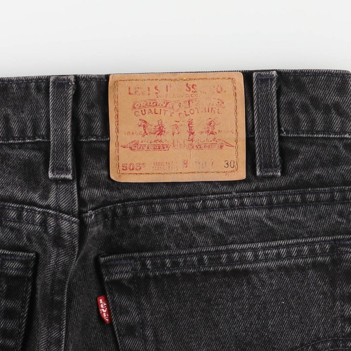90'S Levi's 505-0260 Regular Fit Straight Leg Black Denim Tapered Denim Pants, Women's Size L (W28) cotton black type Vintage Second Hand