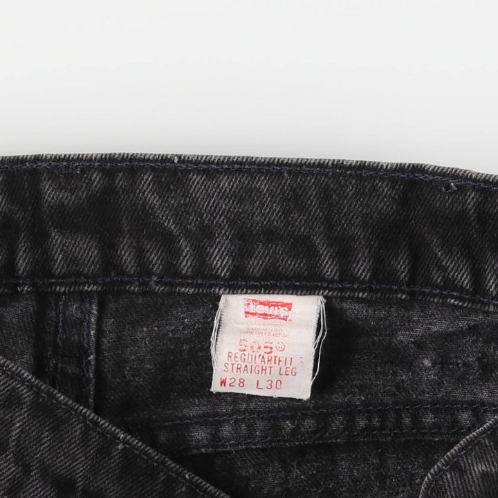 90'S Levi's 505-0260 Regular Fit Straight Leg Black Denim Tapered Denim Pants, Women's Size L (W28) cotton black type Vintage Second Hand