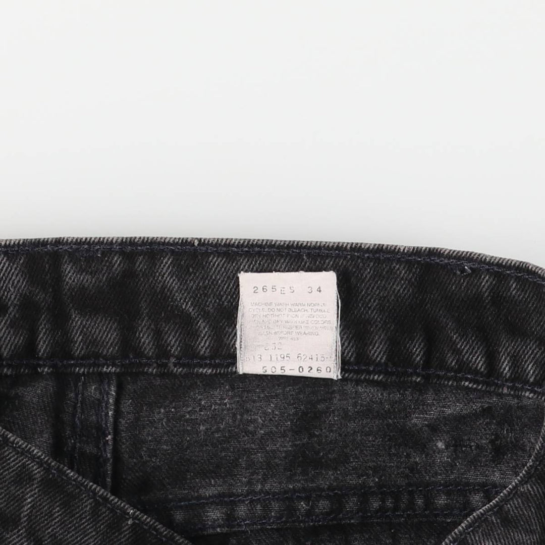 90'S Levi's 505-0260 Regular Fit Straight Leg Black Denim Tapered Denim Pants, Women's Size L (W28) cotton black type Vintage Second Hand