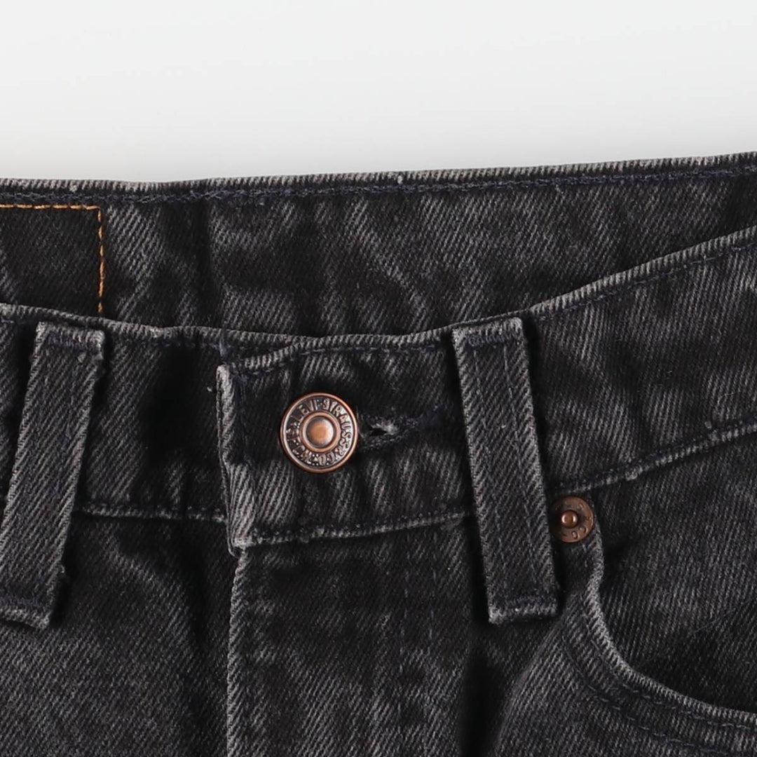 90'S Levi's 505-0260 Regular Fit Straight Leg Black Denim Tapered Denim Pants, Women's Size L (W28) cotton black type Vintage Second Hand