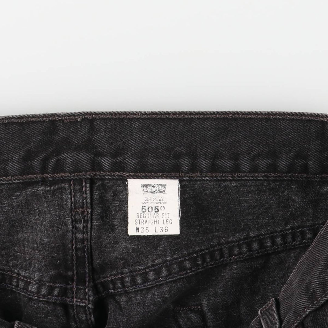 90'S Levi's 505 Regular Fit Straight Leg Tapered Black Denim Pants, Made in USA, Men's Size 34 cotton black type Vintage Second Hand