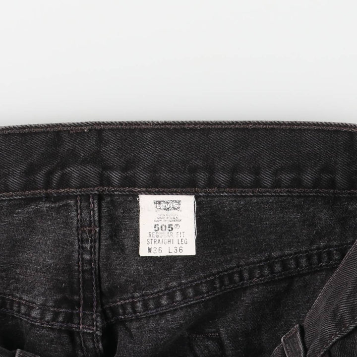 90'S Levi's 505 Regular Fit Straight Leg Tapered Black Denim Pants, Made in USA, Men's Size 34 cotton black type Vintage Second Hand