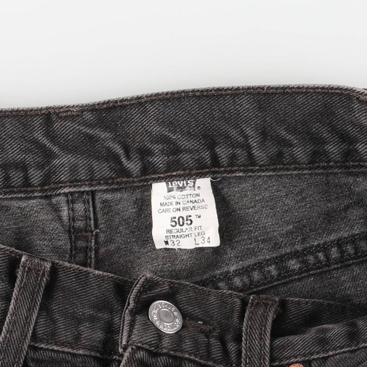 2000'S Levi's 505 Regular Fit Straight Leg Tapered Black Denim Pants, Made in Canada, Men's Size W30 cotton black type Vintage Second Hand