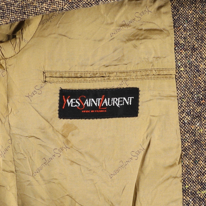 Yves Saint Laurent Colored Nep Tweed Jacket, Made in France, Men's Size Small unclear beige type brown Vintage Second Hand