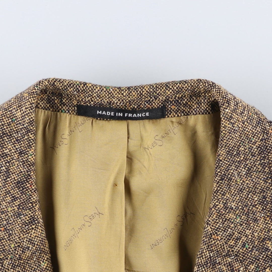Yves Saint Laurent Colored Nep Tweed Jacket, Made in France, Men's Size Small unclear beige type brown Vintage Second Hand