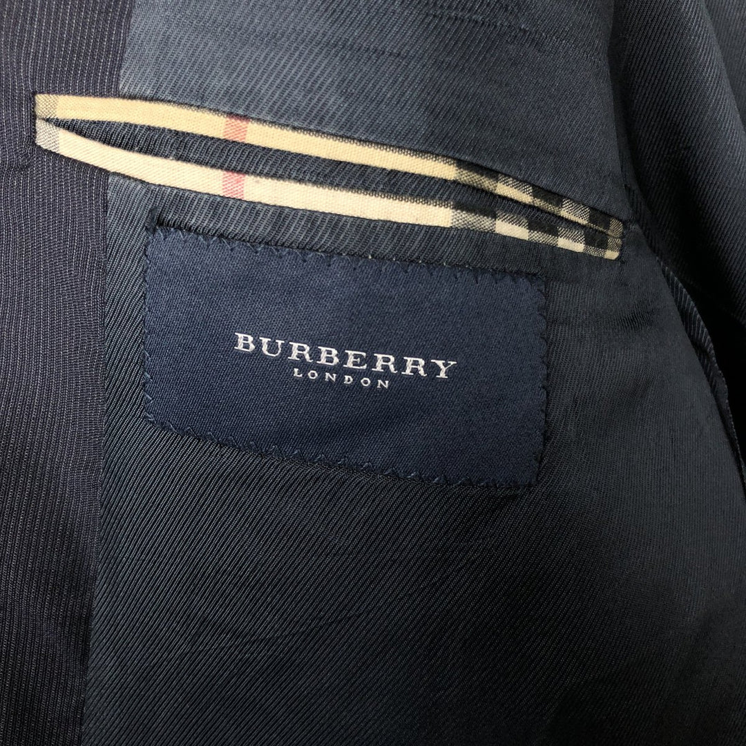 Burberry's BURBERRY LONDON Striped Pattern Wool Tailored Jacket, Men's Size L wool navy blue type Vintage Second Hand