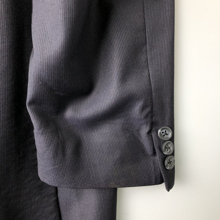 Burberry's BURBERRY LONDON Striped Pattern Wool Tailored Jacket, Men's Size L wool navy blue type Vintage Second Hand