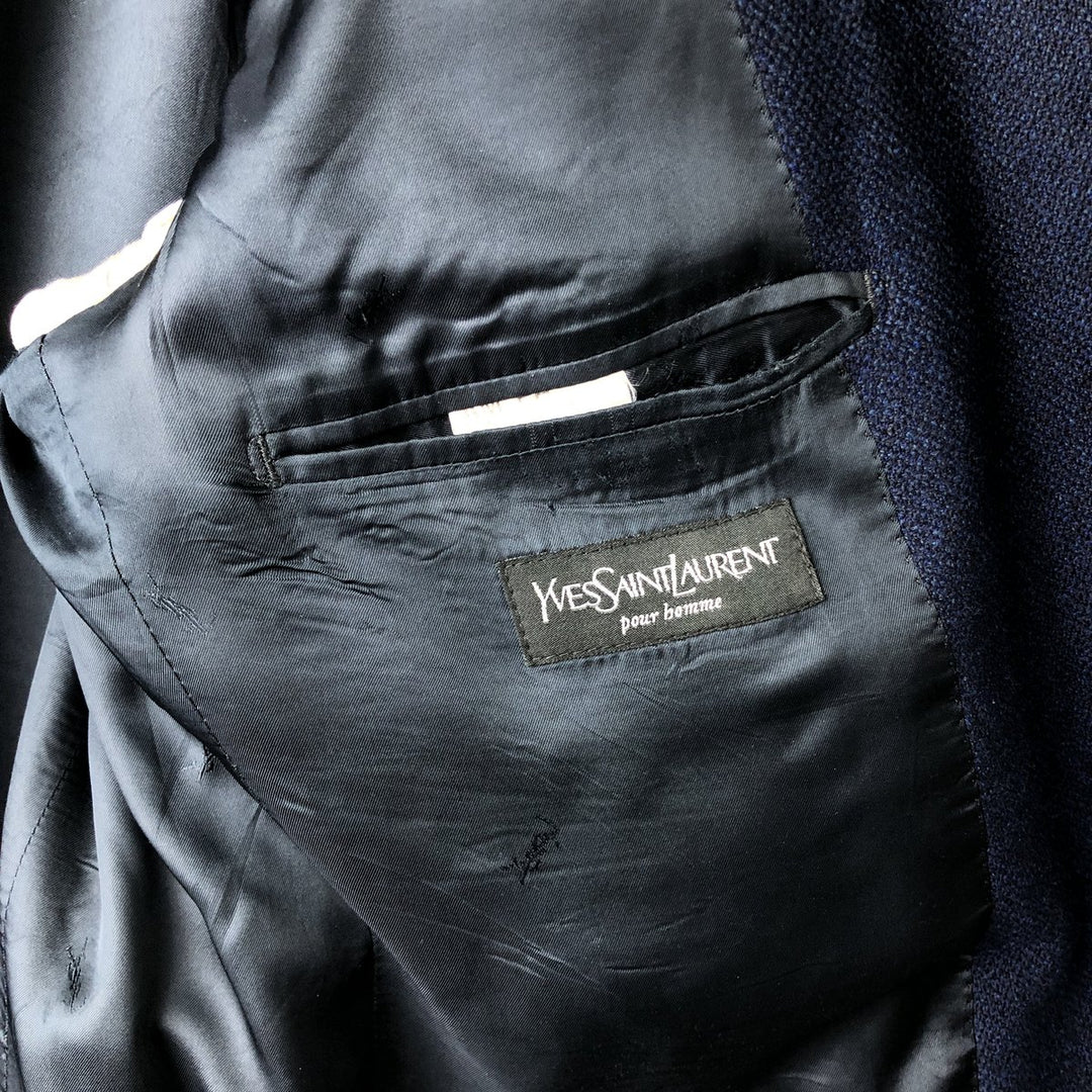 Yves Saint Laurent POUR HOMME wool tailored jacket, men's size L wool navy blue type Vintage Second Hand