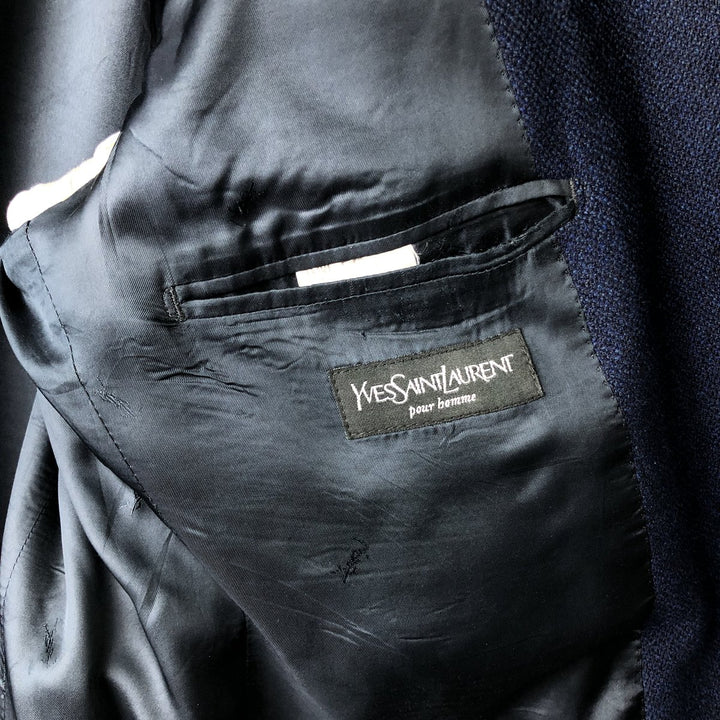 Yves Saint Laurent POUR HOMME wool tailored jacket, men's size L wool navy blue type Vintage Second Hand