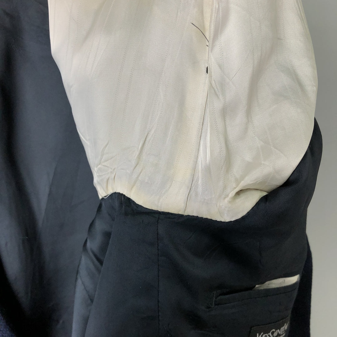 Yves Saint Laurent POUR HOMME wool tailored jacket, men's size L wool navy blue type Vintage Second Hand