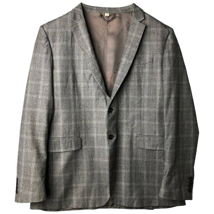 Burberry's BURBERRY LONDON Check Pattern Wool Tailored Jacket, Made in Italy, Men's Size L wool gray type Vintage Second Hand